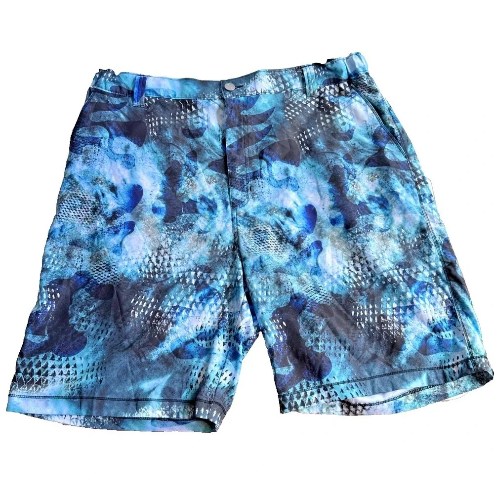 Reel‎ Legend Board Shorts Mens XL Blue White Swim Trunks Pockets Adjustable Surf